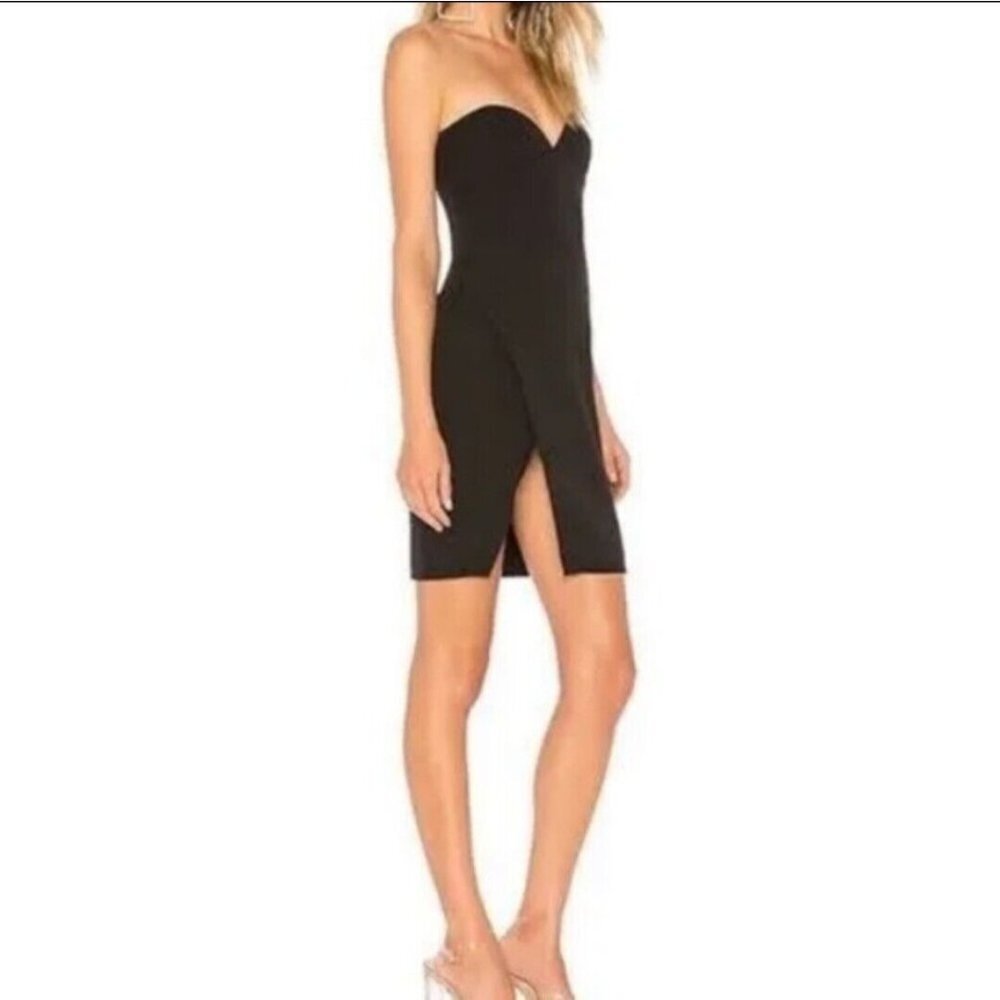 Chrissy Teigen Mini Dress Size Large Black Revolve Ivy Strapless Evening Gown - Picture 15 of 15